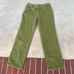 Talbots Velveteen Straight Leg Olive Green Pants